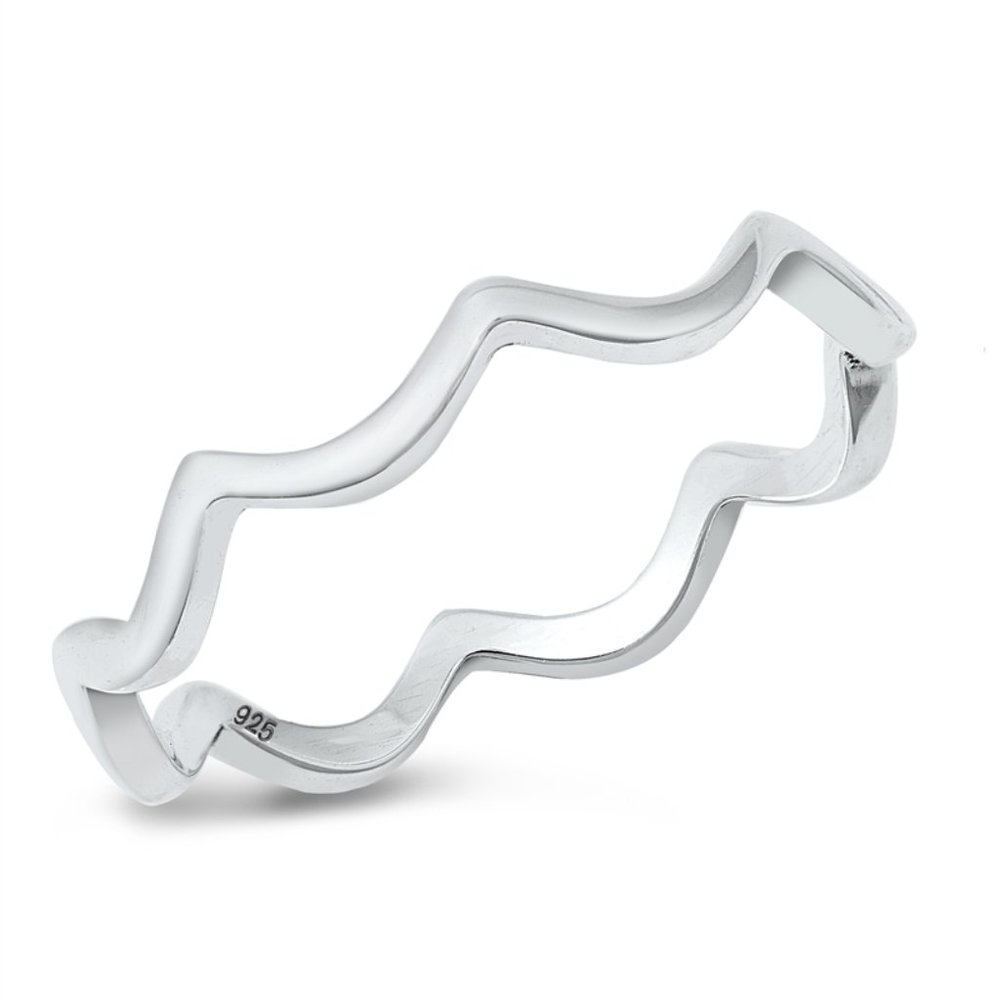 Sterling Silver Wavy Ring 3 mm 925 Fashion Band